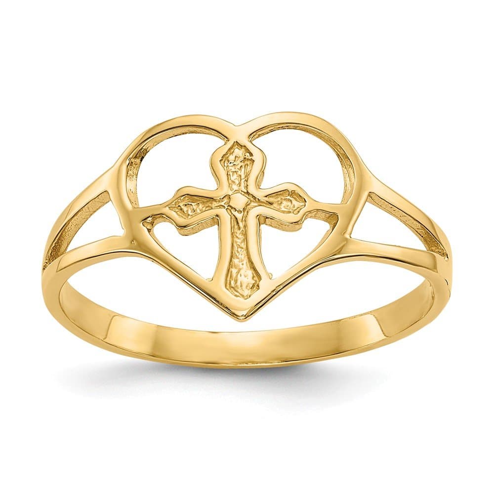 Beautiful 14k Cross in Heart Ring