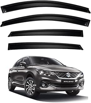 Premium Smoke Car Door Visor Front+Rear Sun/Rain Guard Outside Mount Tape-On Window Visors Compatible with Suzuki Baleno (2025)