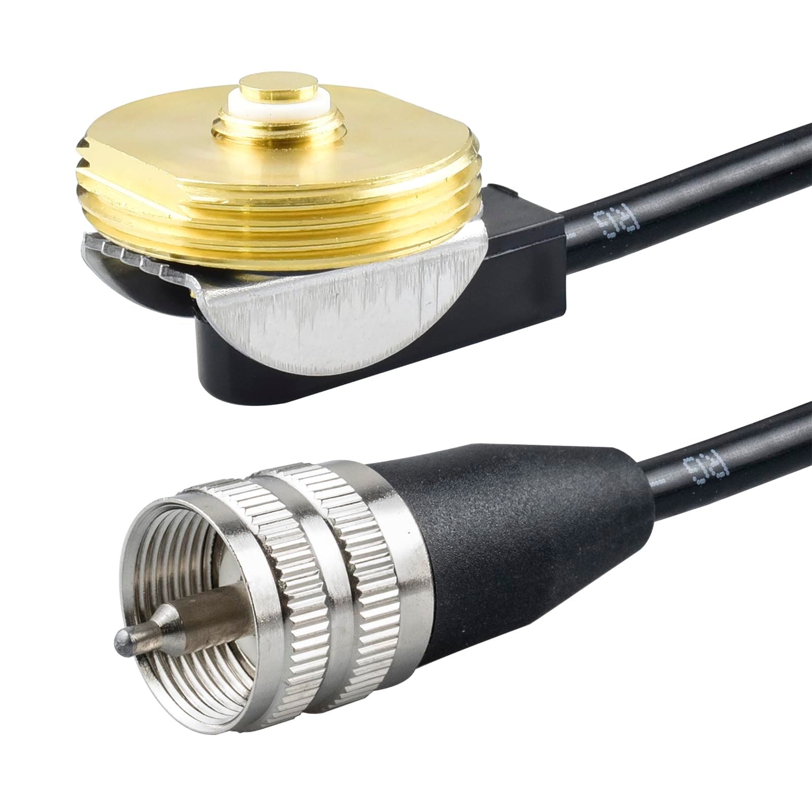 NMO 3/4" Hole Mount, NMO Antenna Mount w/L-Bracket and UHF PL259 to NMO Cable 5M/16.4FT RG58 Coaxial for Mobile Vehicle Radio VHF/UHF/CB Radio NMO Antenna