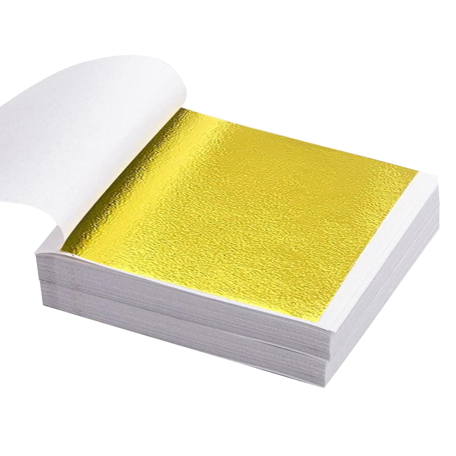Gold Leaf Sheets, 200 Imitation Gold Leaf Foil Flakes Sheets 9 X 9cm Golden Leaves Foil Paper Sheet for Art Nail Crafting Gilding Furniture