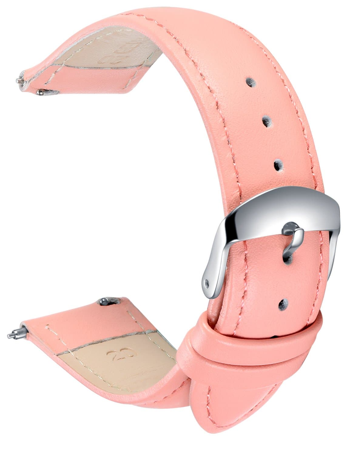 Quick Release Leather Watch Strap, SONGDU Grain Genuine Leather Replacement Watch Band with Stainless Metal Buckle Clasp 16mm, 18mm, 20mm, 22mm, 24mm