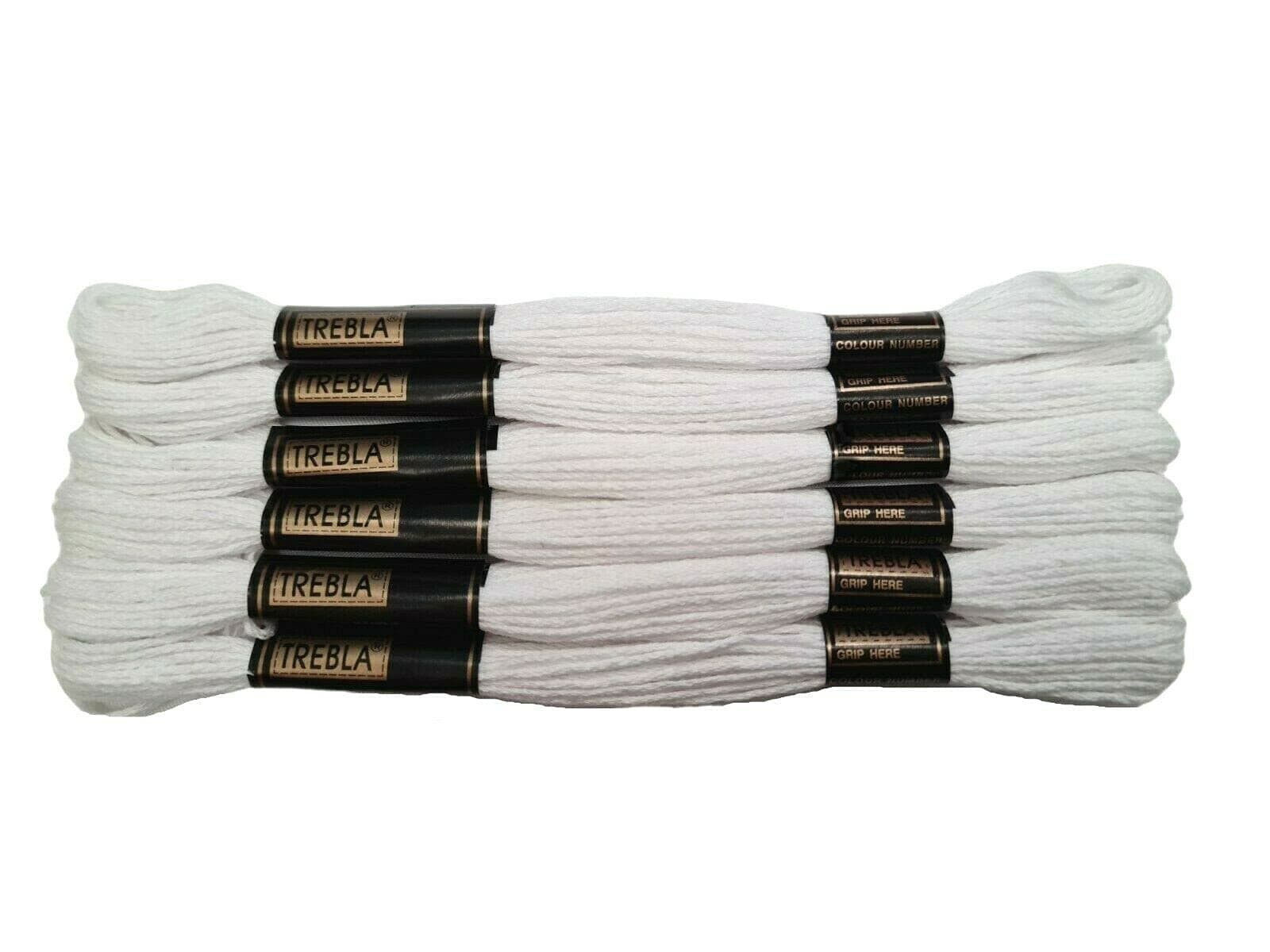 TreblaEmbroidery Thread - 415 White - 6 Skeins Per Packet