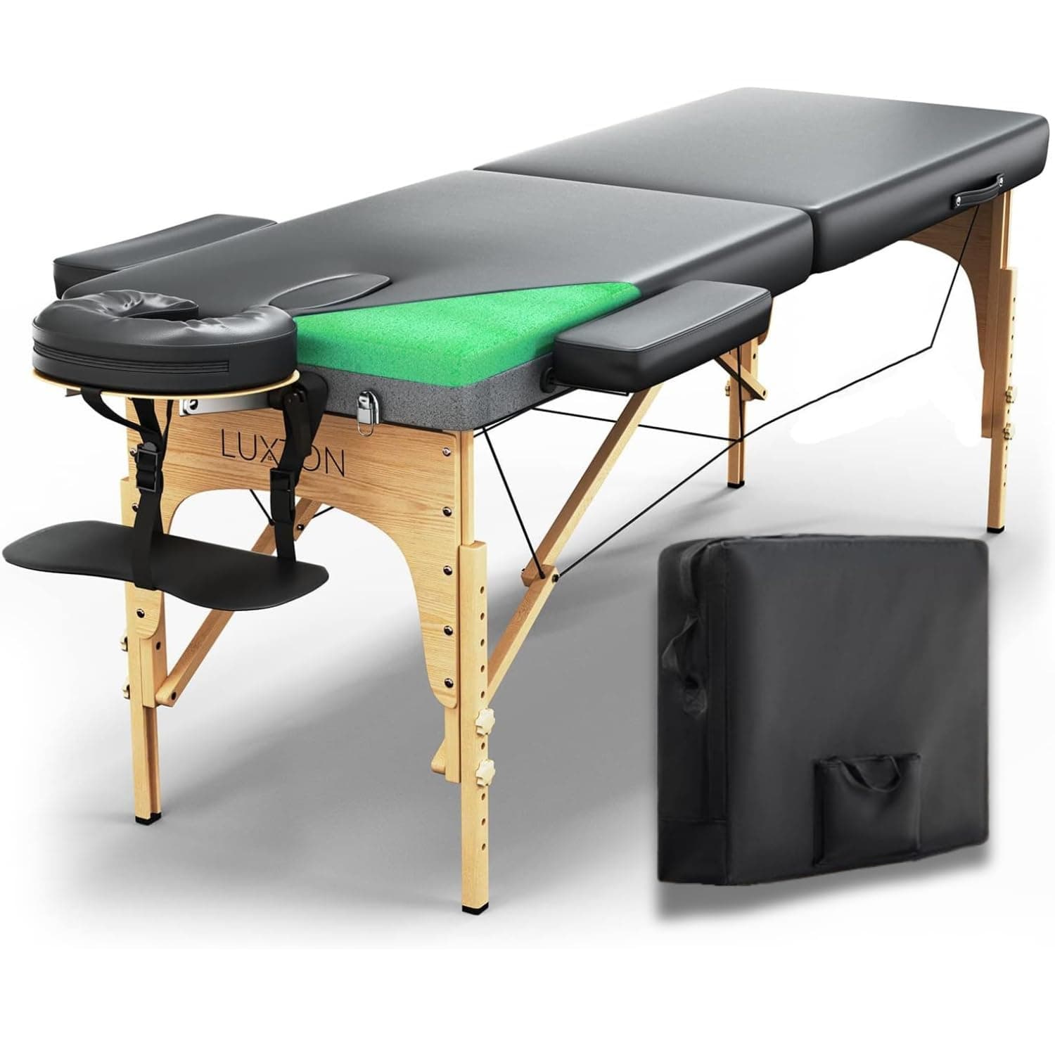 Premium Foam Massage Table Portable Foldable Massage Bed Height Adjustable, 72 Inches Long 27 Inches Wide Home Salon Spa Bed Tattoo Table with Accessories & Carrying Case, Easy Set Up