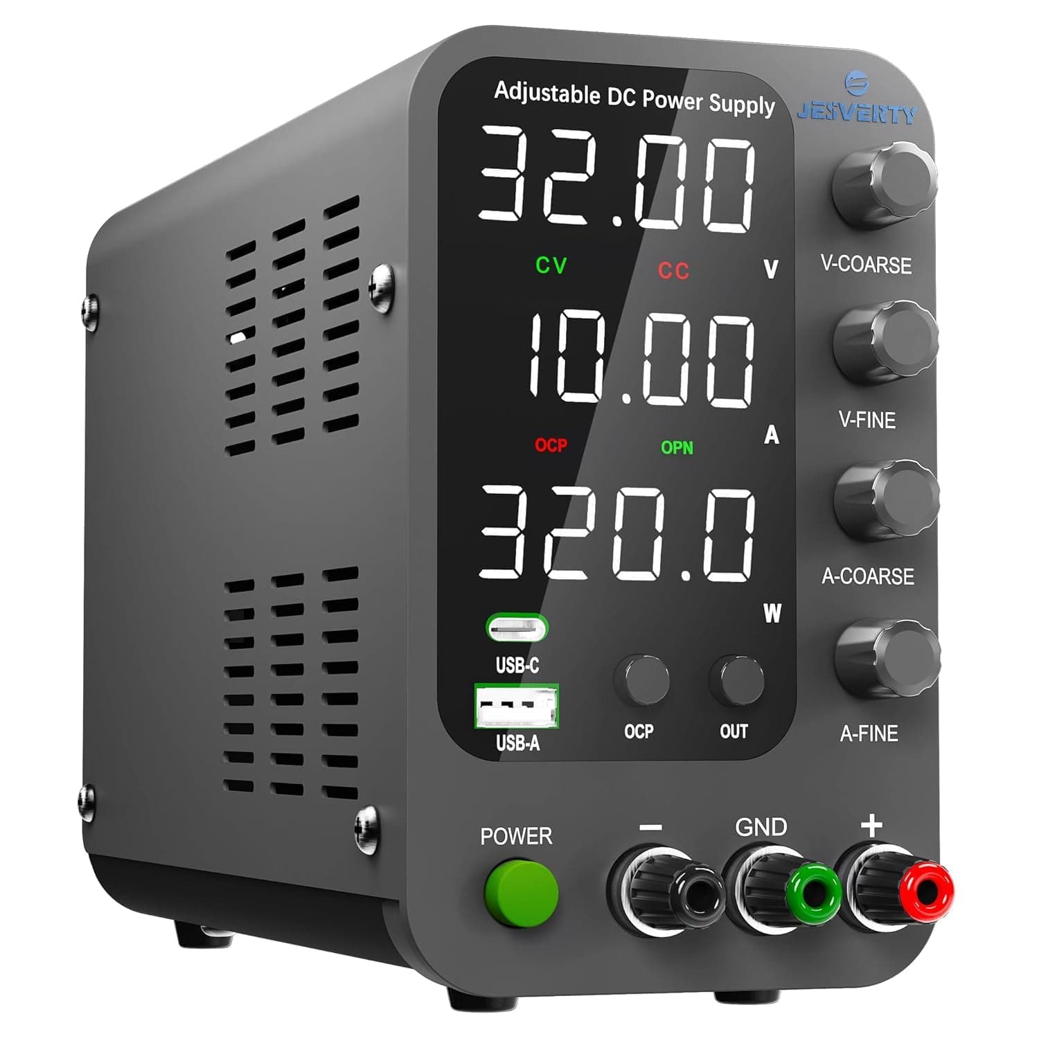 DC Power Supply Variable, 0-30V 0-10A Switching Bench Power Supply with 20W USB & Type-C Quick-Charge, Encoder Corase & Fine Adjustment Knob, Output Switch, 4-Digit LED Display - SPS-3010V