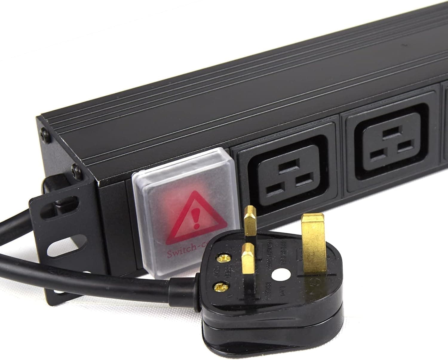 PDU C19 6-Way IEC Sockets (UK Plug) Horizontal Power Distribution Unit 2-Meter Cable Heavy-Duty 13A