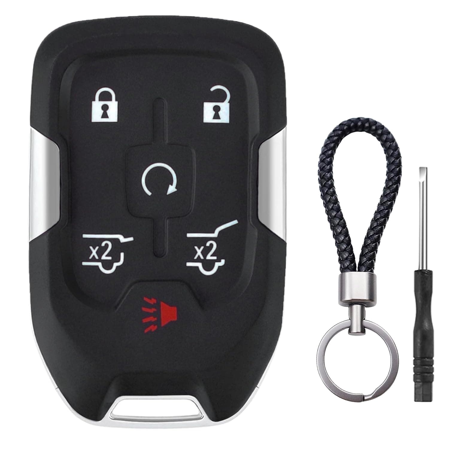 6 Button Key Fob Shell Replacement Fits for Chevy Suburban Tahoe GMC Yukon XL Denali HYQ1AA 2015 2016 2017 2018 2019 2020 Keyless Entry Remote Control Smart Car Key Fob Case Cover