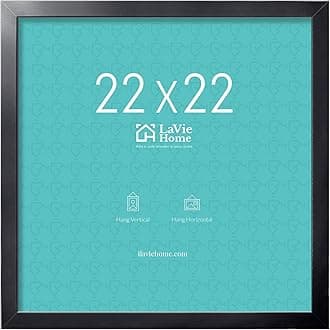 LaVie Home 22x22 Picture Frame, Square Poster Frame with High Definition Plexiglass, Horizontal or Vertical Wall Gallery 22 x 22 Frames Suitable for Photos, Artworks, Posters,Puzzle, Black 1pc