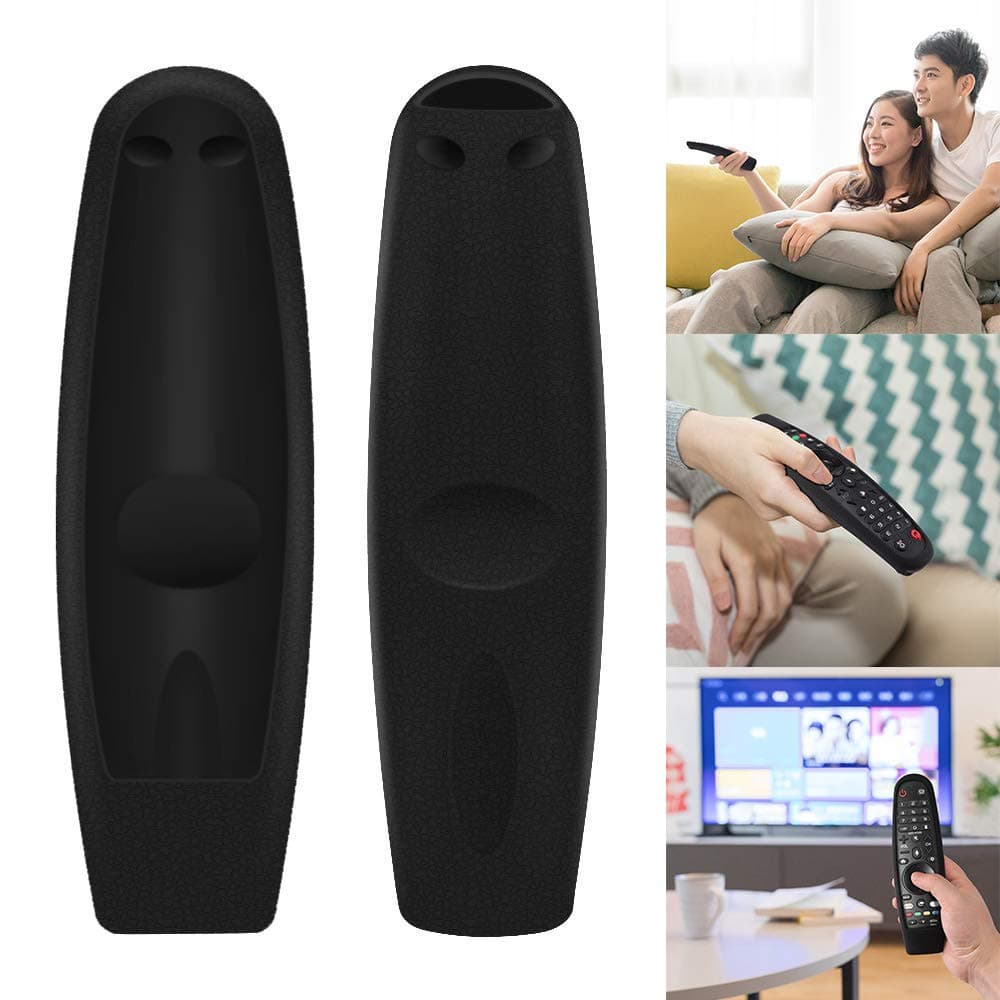 ALLOMN Remote Control Cover Shockproof Silicone Remote Control Case Anti-Slip with Hand Loop for LG Smart TV AN-MR600 AN-MR650(Black)
