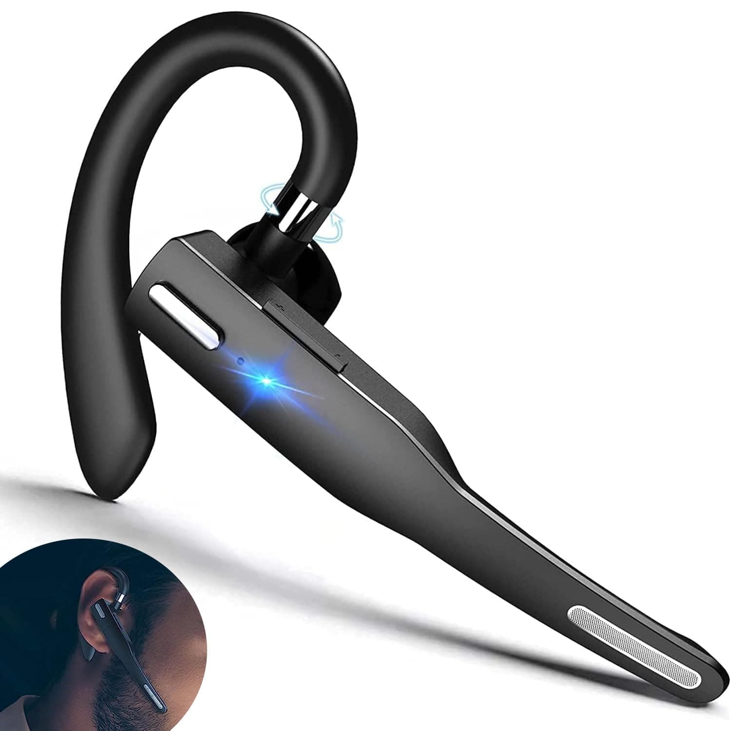 AputueBluetooth Headset, Bluetooth Headset Handsfree Wireless Bluetooth Earpiece for Mobile Phone V5.1 Headset with Microphone Noise Cancelling 10H Talking Time Bluetooth Headphone Earphone