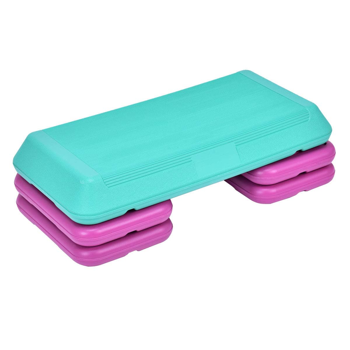 Goplus 29'' Workout Aerobic Stepper, 4”-6”-8” Height Adjustable Step Platform w/ 4 Risers, Non-slip Non-Stick Stepping Surface for Home Gym Exercise Fitness