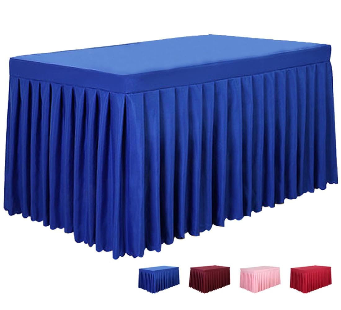 Tina 6' ft Polyester Fitted Tablecloth Table Skirt for Wedding Banquet Trade Show Sapphire