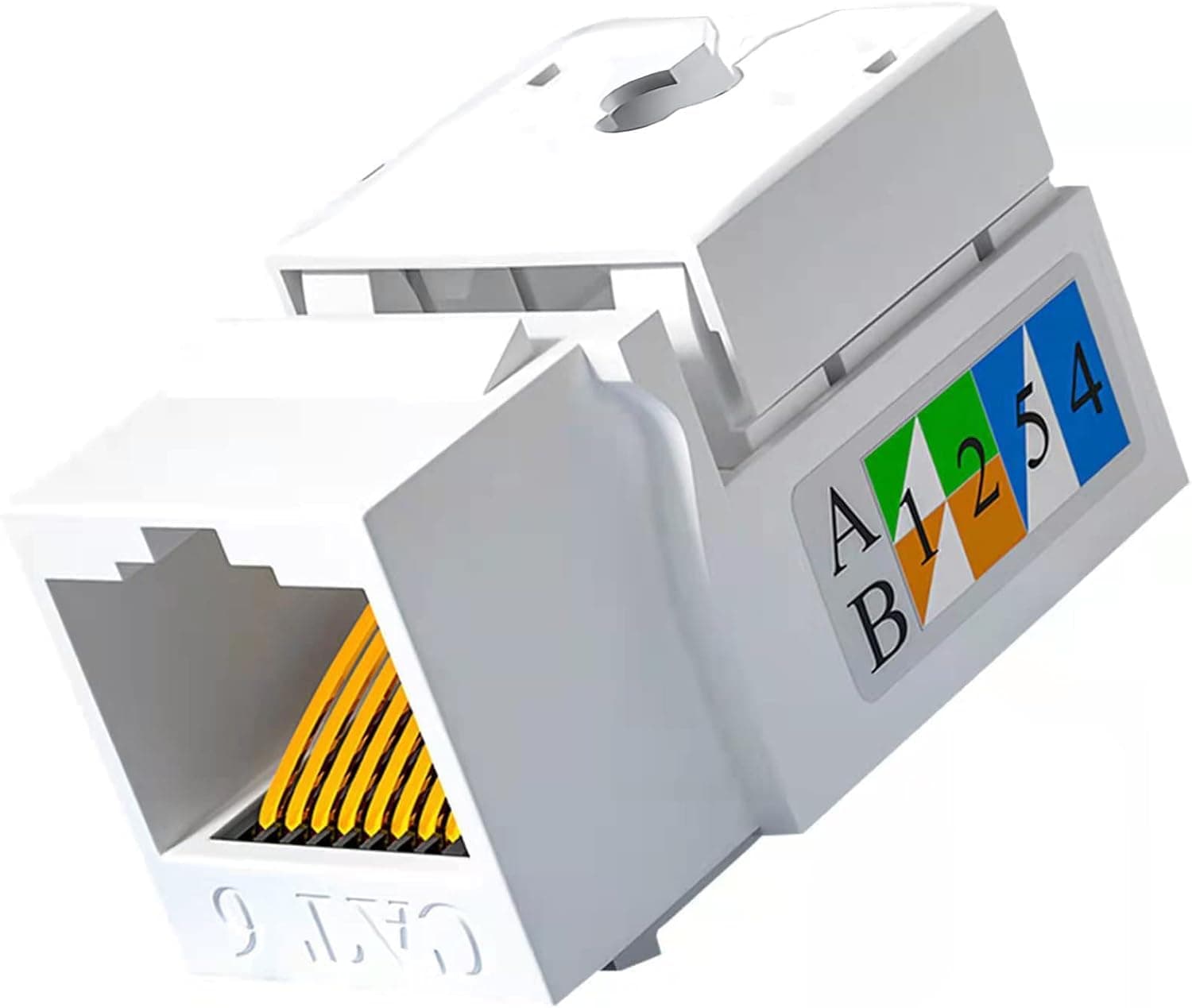 Keystone Jack RJ45 Cat6-10-Pack Toolless Network Cable Connector Gigabit Ethernet, Cat6/Cat6e Compatible Punch Down Inline Coupler for Wall Plates- White