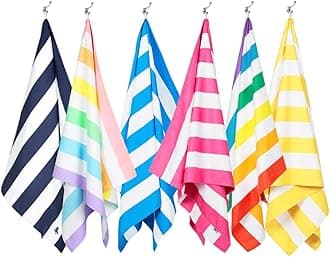 Dock & Bay Beach Towel - Quick Dry, Sand Free - Compact, Lightweight - 100% Recycled - Includes Bag - Cabana - Set J (6), Large (160x90cm, 63x35)
