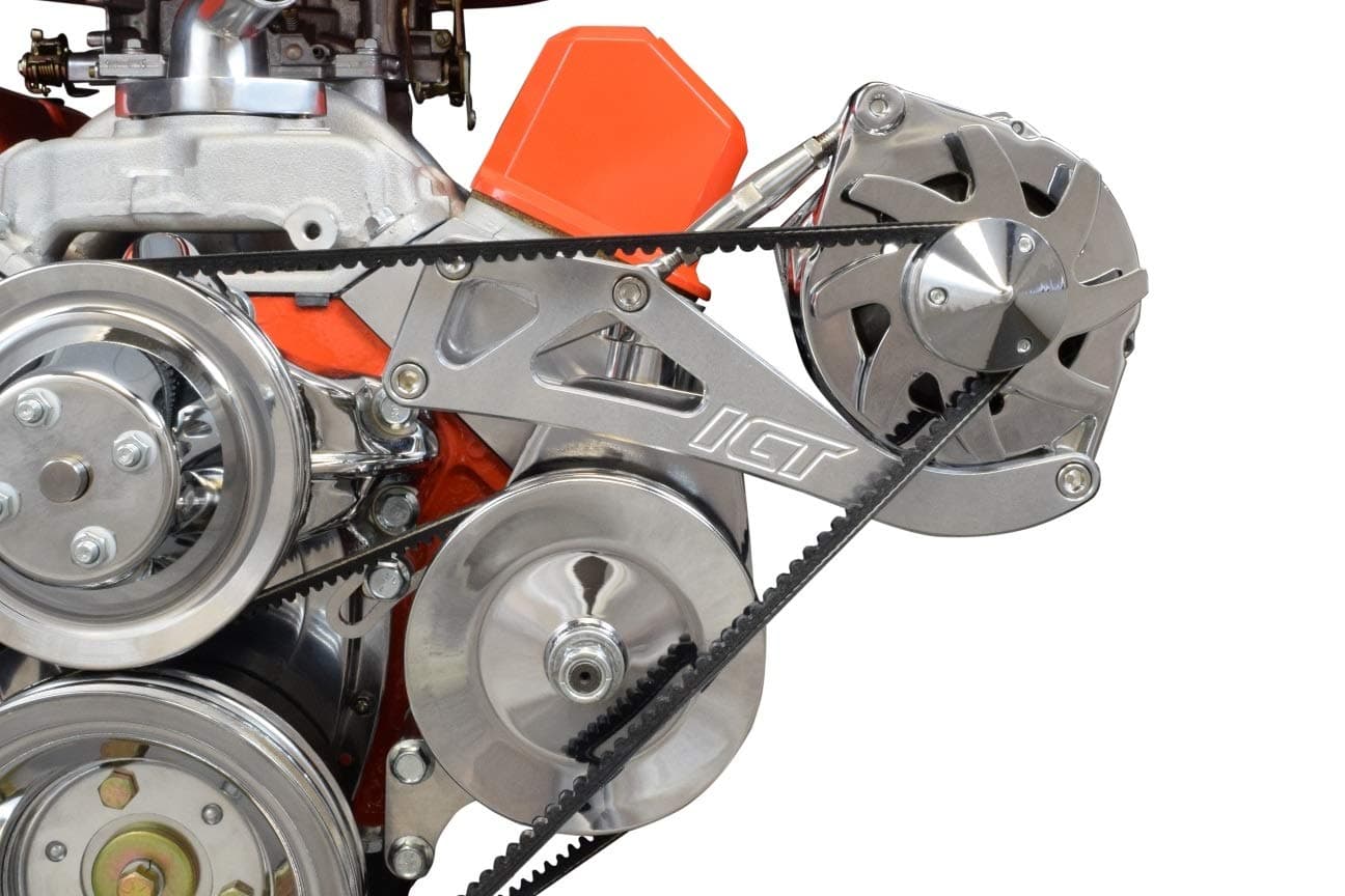 ICT Billet SBC Driver Side Alternator Power Steering Bracket Kit for Long Water Pump 551742