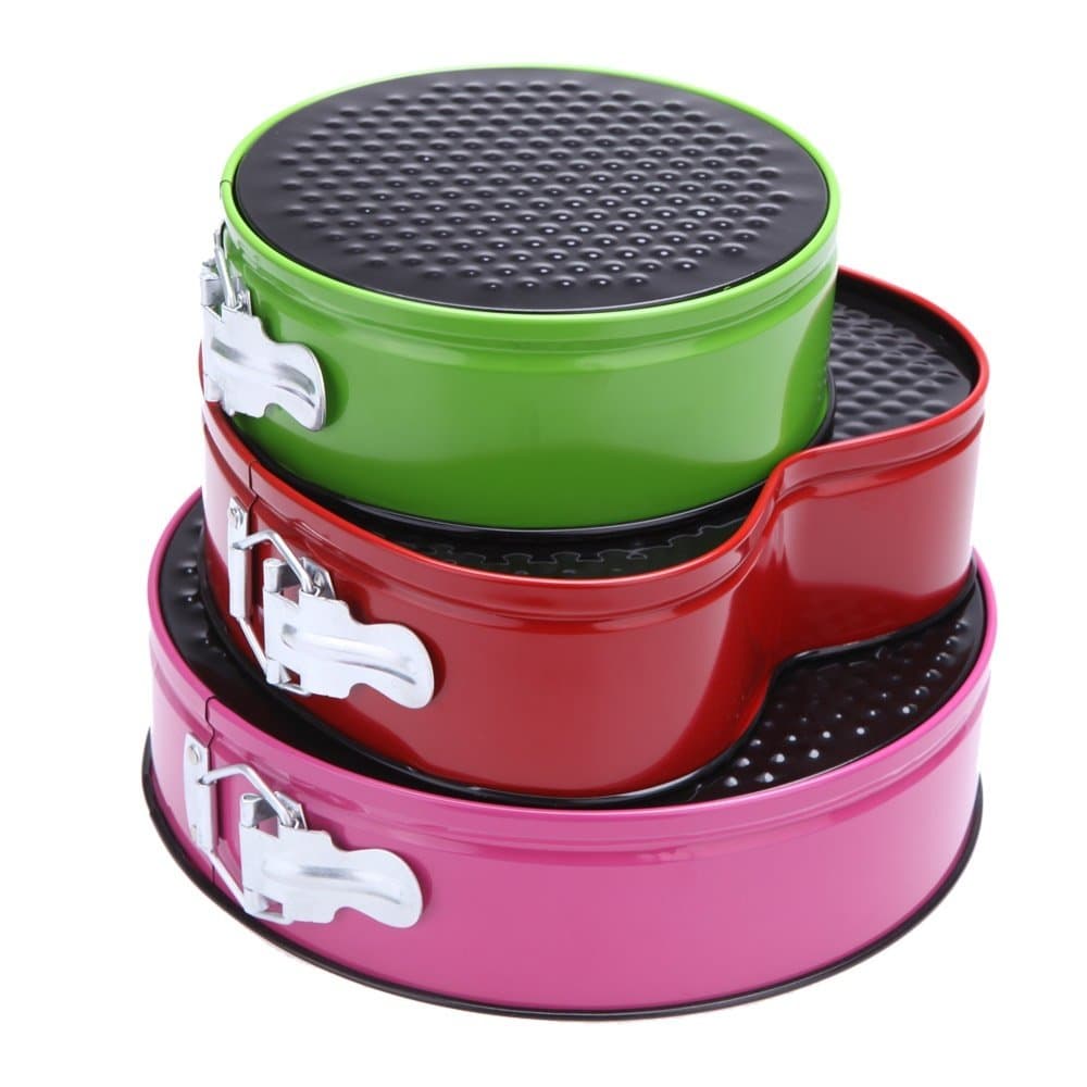 BigTron Cake Pan Bakeware Set - 7 Inch Non-Stick Round Springform Pan 9 Inch Heart Shaped Cheesecake Pan 10 Inch Round Cake Mold with Removable Bottom(3pcs/Set)