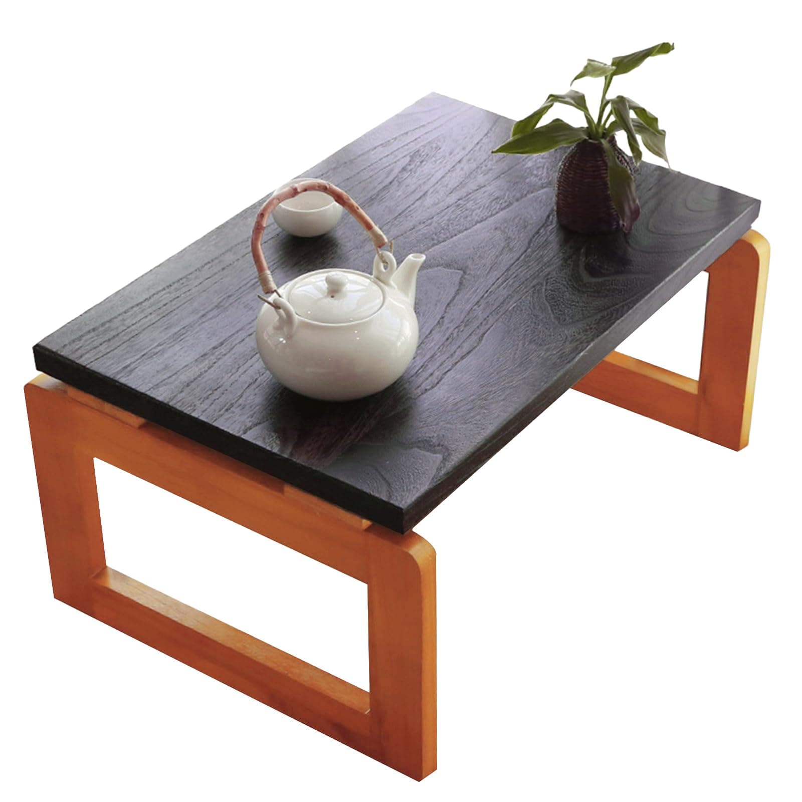 Foldable Coffee Table, Portable Low Picnic Table Wooden Folding Tea/Snack Breakfast Serving Table on Bed Collapsable Small Coffee Desk, 23.6''x 15.7''x 11.8''