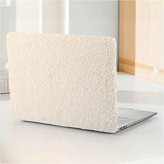 Compatible with MacBook Air 13.6 inch Case 2022-2026 M5 M4 A3240 M3 A3113 M2 A2681, Soft Fluffy Fuzzy Plush Faux Fur Cream Leather Hard Shell Case&Keyboard Cover for Mac Air 13.6 Laptop, Beige