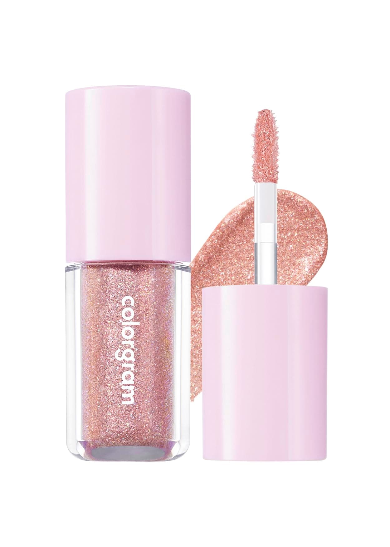 COLORGRAM Milk Bling Shadow 13 Spring Pink Ending | Pigmented Glistening Liquid Glitter Eyeshadow, Long-lasting Shimmer to Matte, Infused with different sized Glittery Pearls