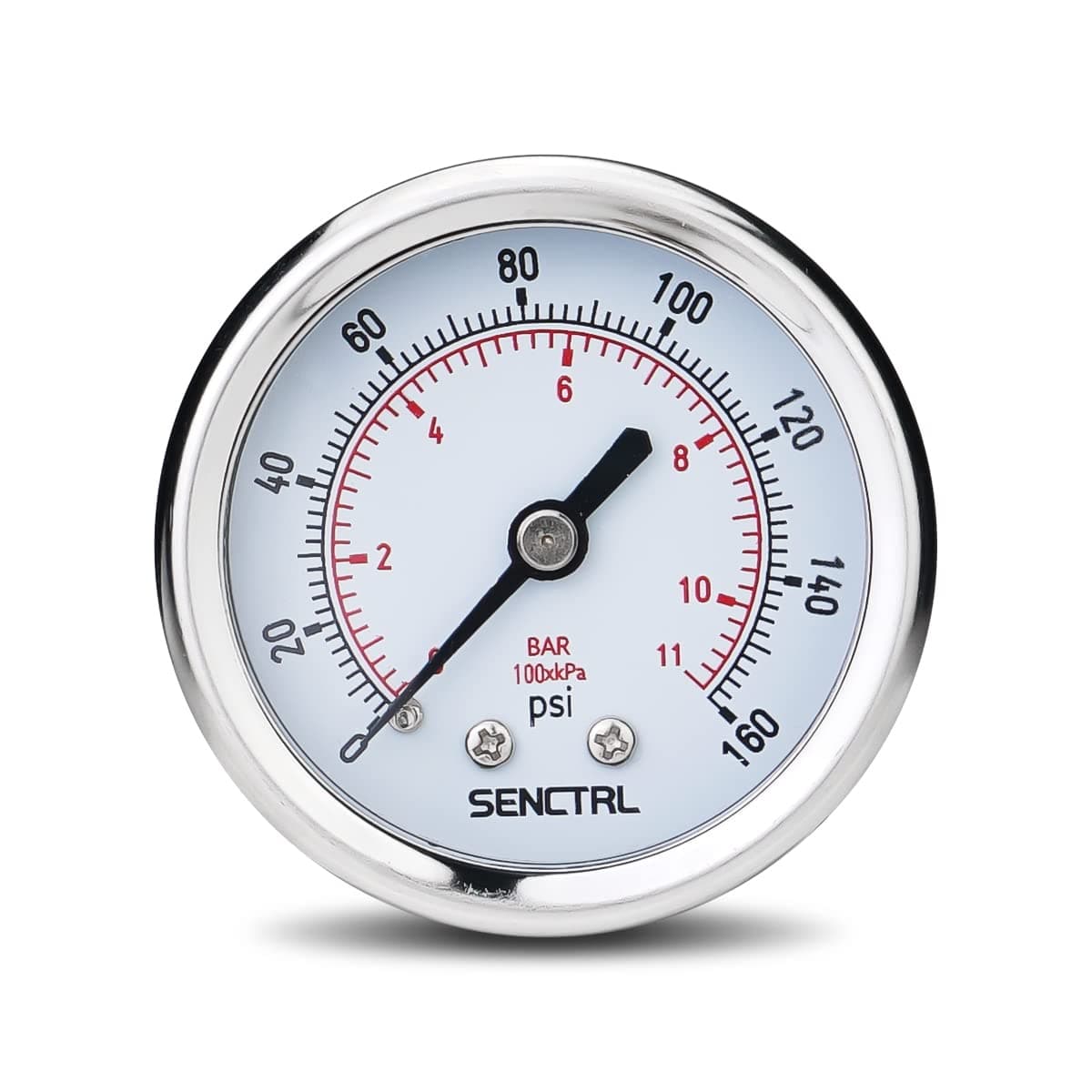 SENCTRL 0-160 Psi Pressure Gauge, 2" Dial, 1/4 NPT Back Mount, Waterproof, Stainless Steel Case, for Pneumatic Regulator Air Compressor RV Regulator Water Tire Pressure Test