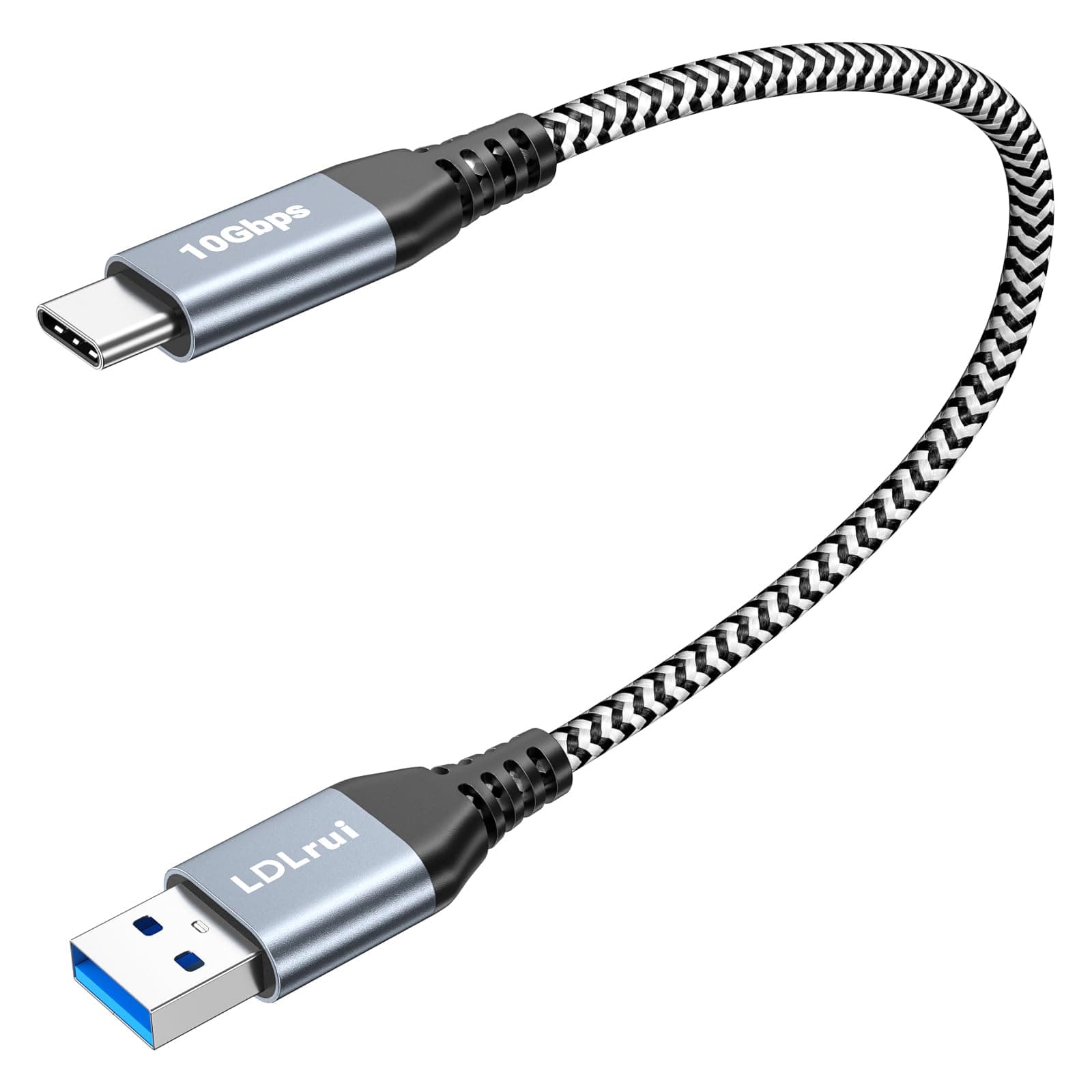 LDLrui Short USB 3.2 Gen 2 A to USB C Cable [10Gbps, 0.3M], SuperSpeed USB Data Transfer Cable, 3.1A Fast Charging Android Sync Charge Cord for Samsung/Sandisk Portable SSD, Galaxy S21/S20,Power Bank