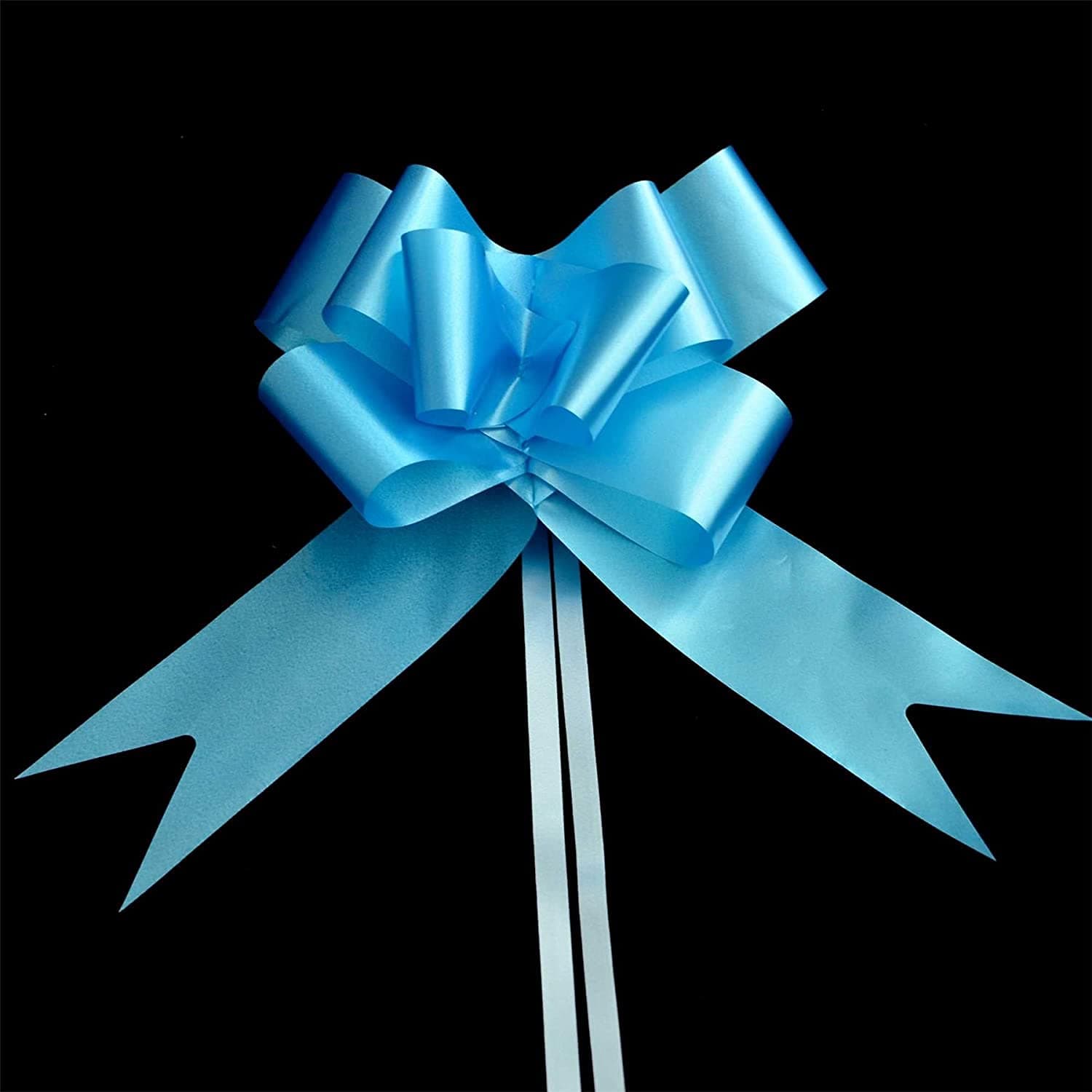 SHATCHI Large 30mm Ribbon Pull Bows for Party Wall, Gift Wraps, Christmas Trees, Wedding, Birthday Hampers Decoration Florist (10/20/30/40/60pcs), Light Blue, 10pcs