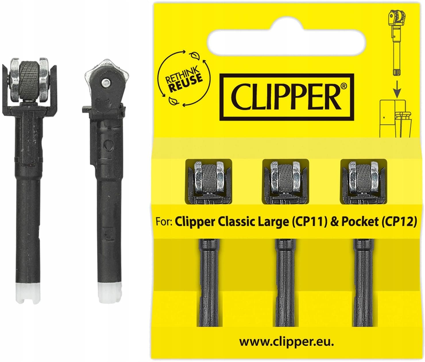 Clipper Metal Lighter Accessories - Flint Accessory Replacement Value Kit Genuine Clipper Lighter Replacement Genuine 3 Wheel Set [Ekimani Industry]