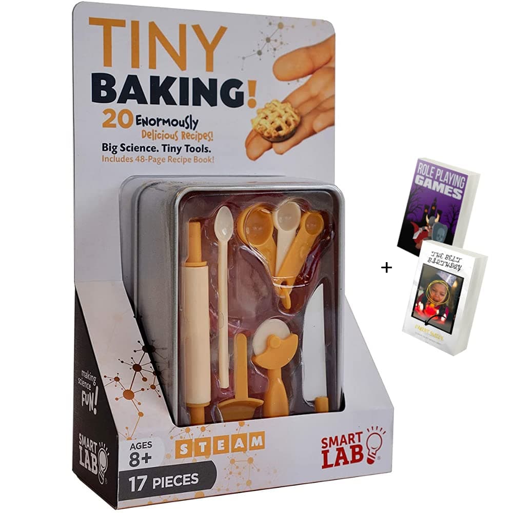 Smartlab Toys Tiny Baking - Worlds Smallest Baking Supplies & Baking Set with Project Recipe Book - Bake a Mini Birthday Cake STEM Kit with Fun Science Experiments & Learning Resources + 2X E-Books
