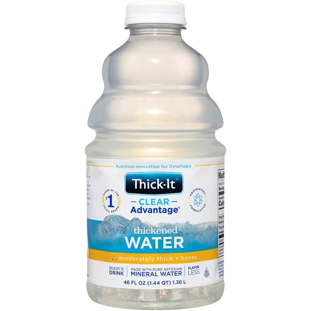 Clear Advantage Moderately Thick Water, Honey Consistency, Ready-to-Drink, Digestible Swallowing Aid, Hydration on the Go, Convenient & Ready-to-Use, No Mixing Needed, 46 oz Bottle