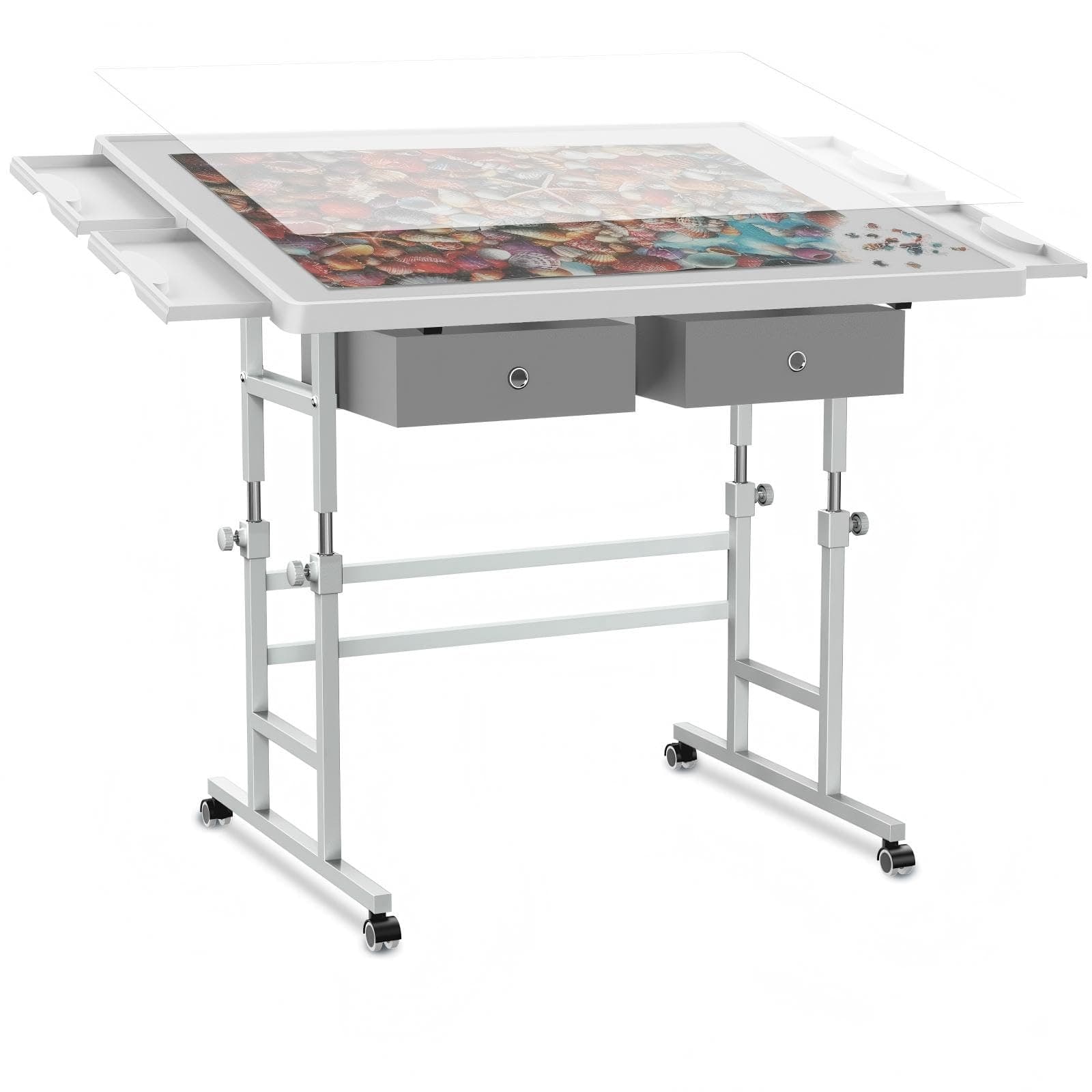 ALL4JIG 1000 Piece Light-Weight Adjustable Jigsaw Plastic Puzzle Table for Adults, 30"x22" Multi-Functional Puzzle Board with 4 Drawers & Protective Cover, 45-Degree Any-Angle Tilt for Leisure