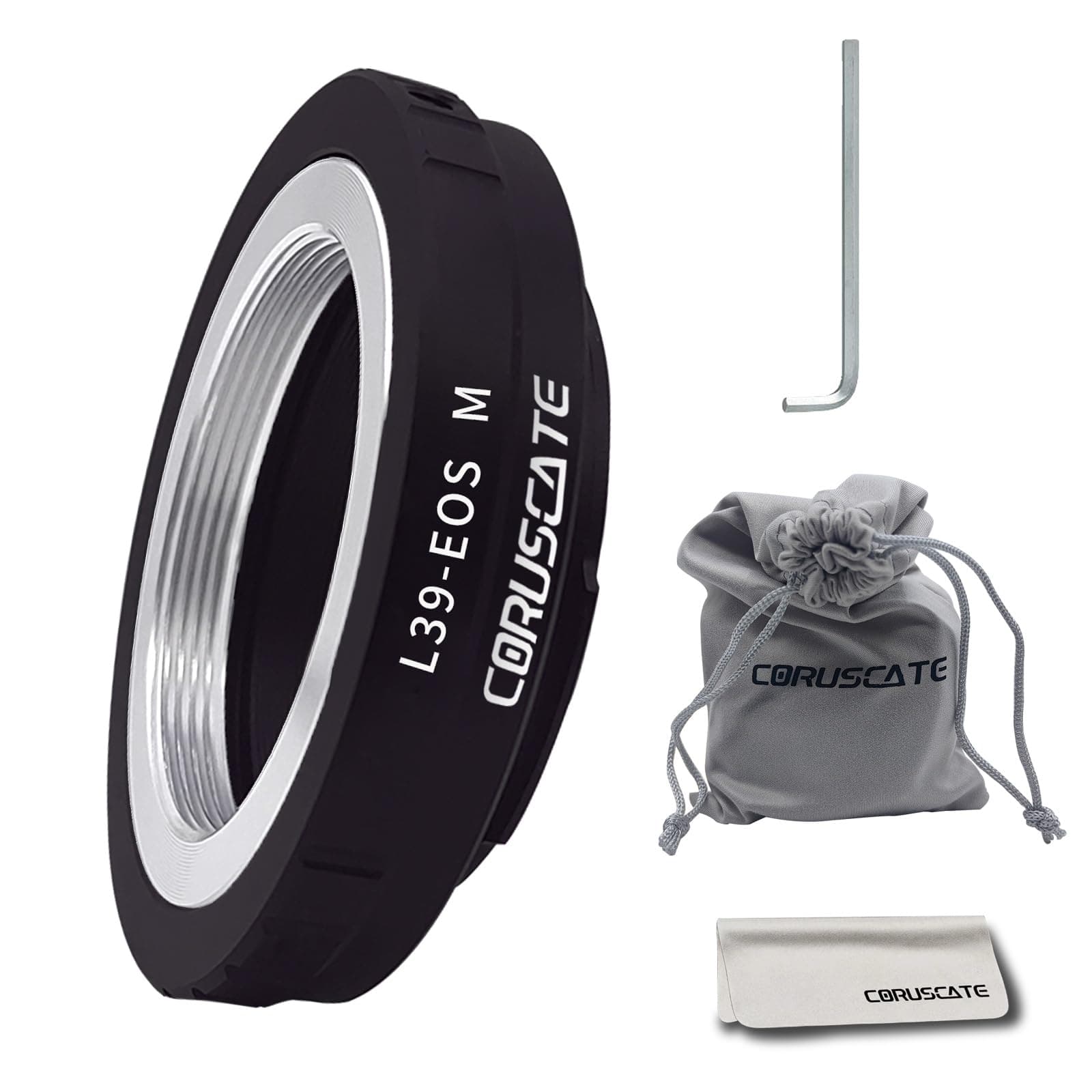CORUSCATEL39 to EOS M Lens Mount Adapter Compatible with for LM M39 L39 LTM 39mm Lens to EF-M (EOS M) Mount Camera Body EF-M,M2,M3,M5,M6,M10,M50,M100 M200, M50 II,M6 II+Lens Cleaning Cloth