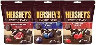 HERSHEY'S EXOTIC DARK Pomegranate, Blueberry and Raspberry & Goji Flavor|33.3g - Pack of 6, 200 gram