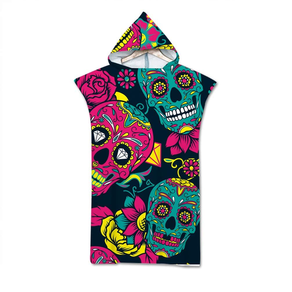 Sticker Superb. Beach Towel Poncho Microfiber Wetsuit Changing Robe Multicolor Plant Flower Animal Print Blanket Hooded for Swim Surf Beachwear Woman Man Wearable Bathrobe