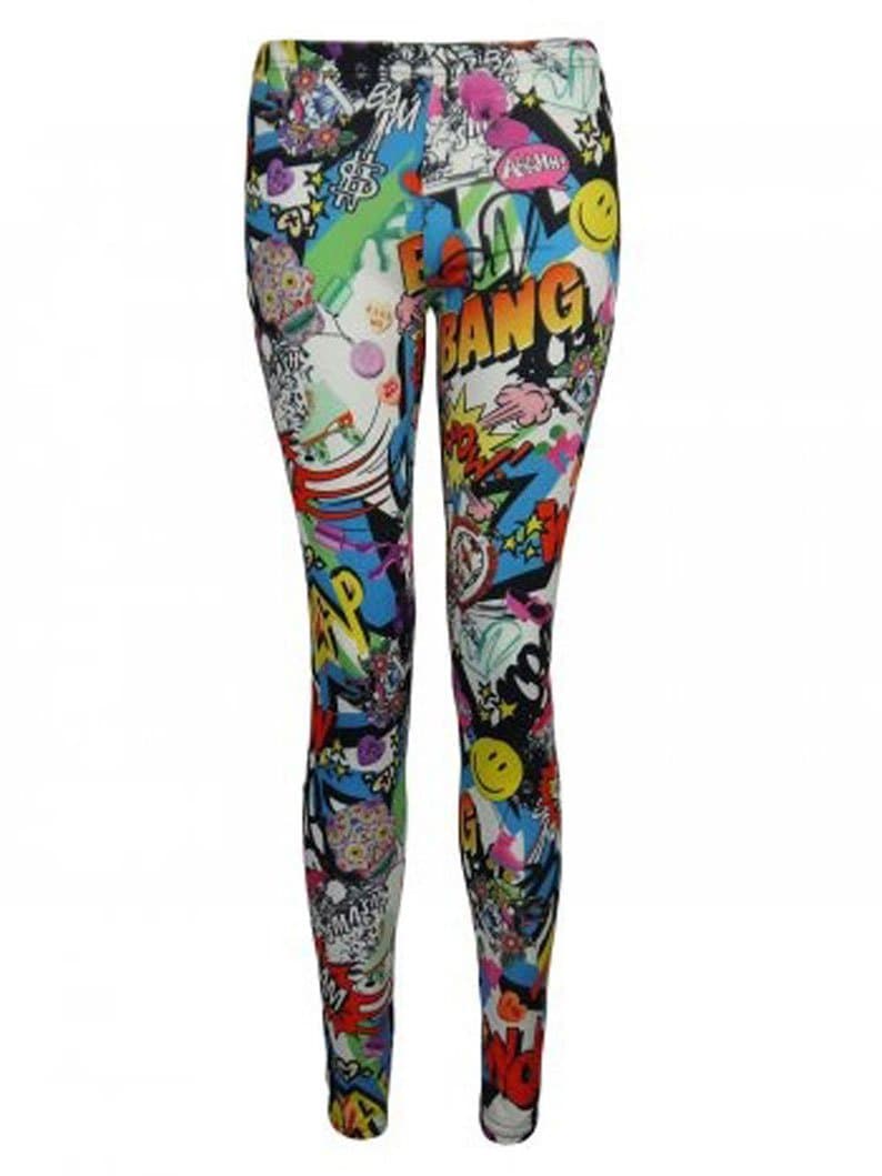 Womens Comic Book Bang Printed Leggings