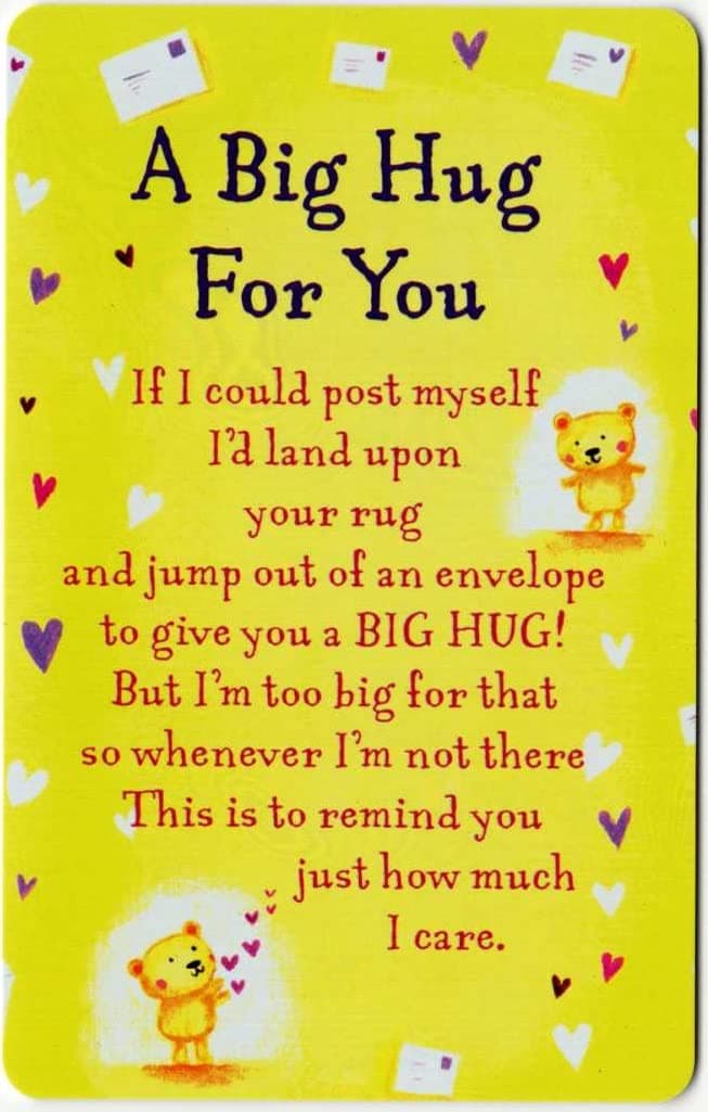 A Big Hug For You Keepsake Card & Envelope 3.5" x 2" Code K134E