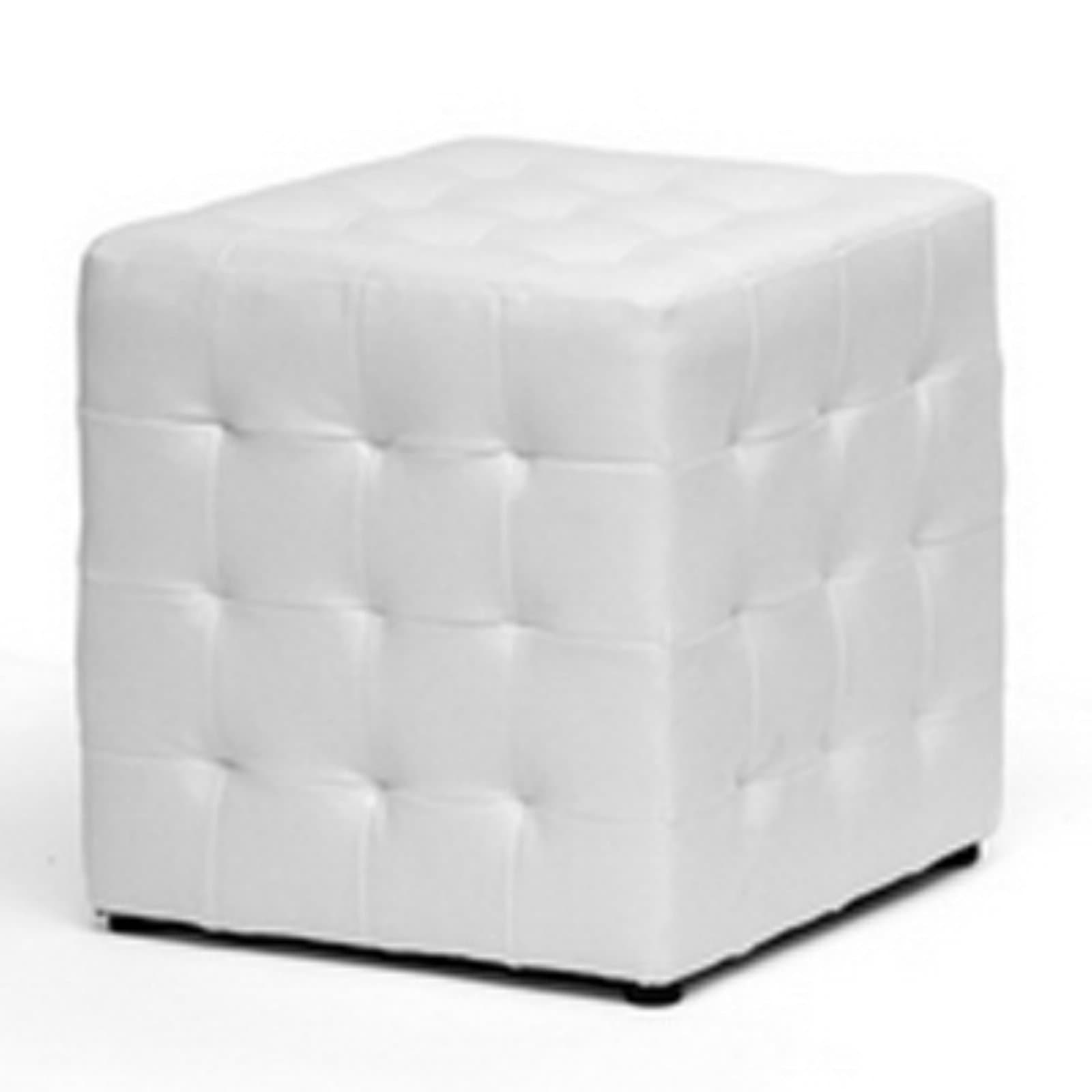 Baxton Studio Siskal Modern Cube Ottoman, White, Set of 2,