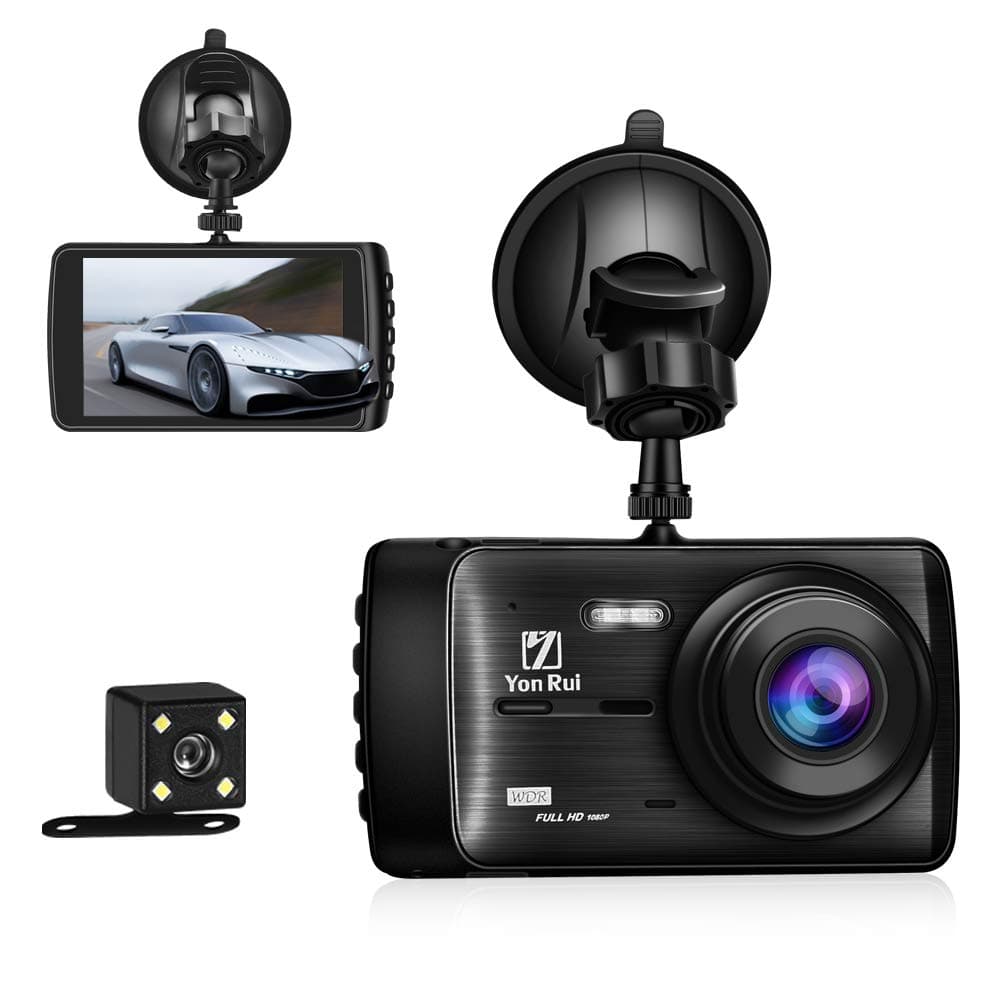 Dash Cam Dashboard Camera Recorder with Rear Camera-4" Full HD 1080P Car DVR Dashboard Camera with G-Sensor, Loop Recording, WDR, Parking Guard [Upgraded Version]