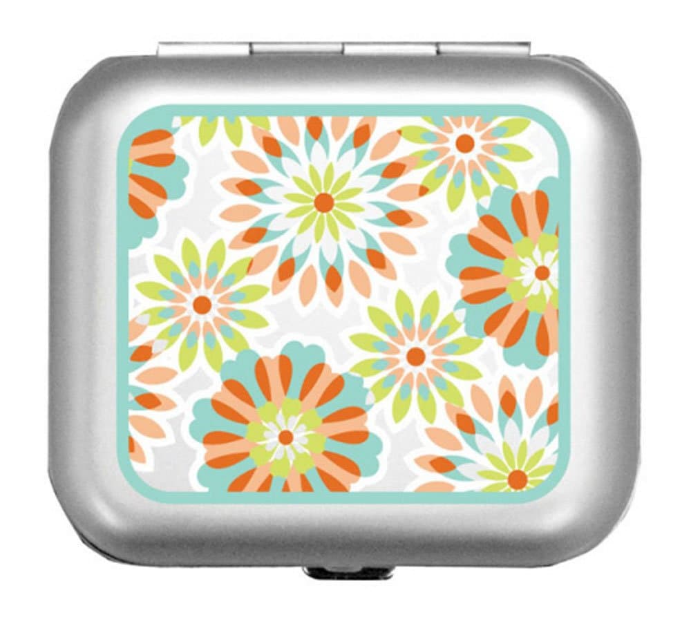 Light Weight Metal Divided Pill Box Pillbox Case New Hinged - Urban Chic Blossom