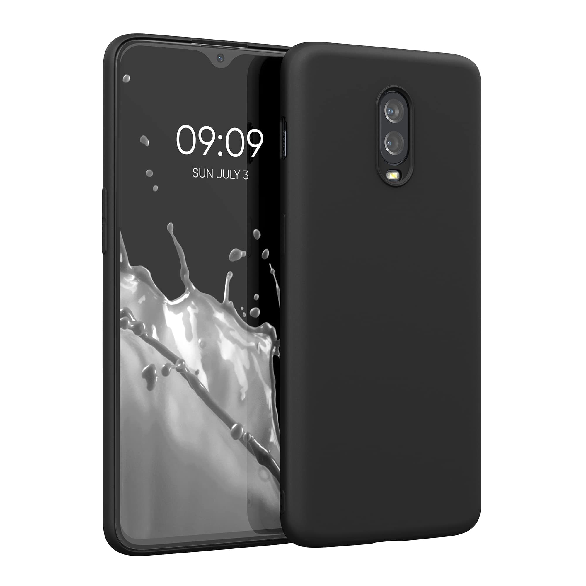 kwmobile Case Compatible with OnePlus 6T Case - Slim Protective TPU Silicone Phone Cover - Black