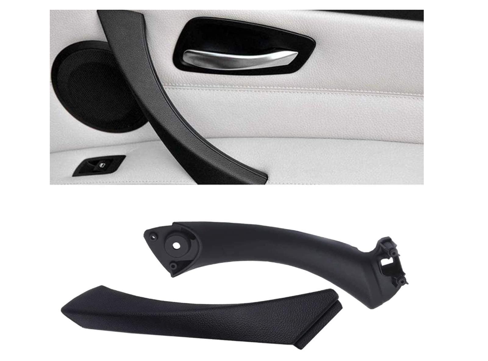 Moonlinks Compatible with BMW 3 Series E90/E91/E92/E93 Door Pull Handles + Door Handle Outer Cover,Passenger Side Door Handle Covers Set(Compatible with BMW 323 325 328 330 335) (Right Side, Black)