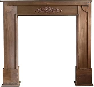 Rebecca Mobili Brown fireplace frame decoration, shabby mantelpiece frame, for living room - Dimensions: 98.5 x 96.5 x 22.5 cm (HxWxD) - Art. RE4862