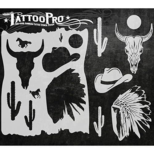 Airbrush TATTOO PROStencil (Wild West)