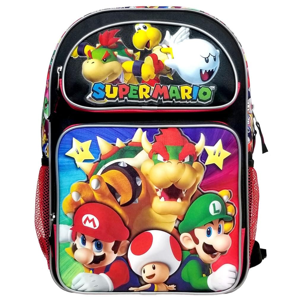 Bros Super Bowser Large Backpack #NN43718, Black, Large, Backpack