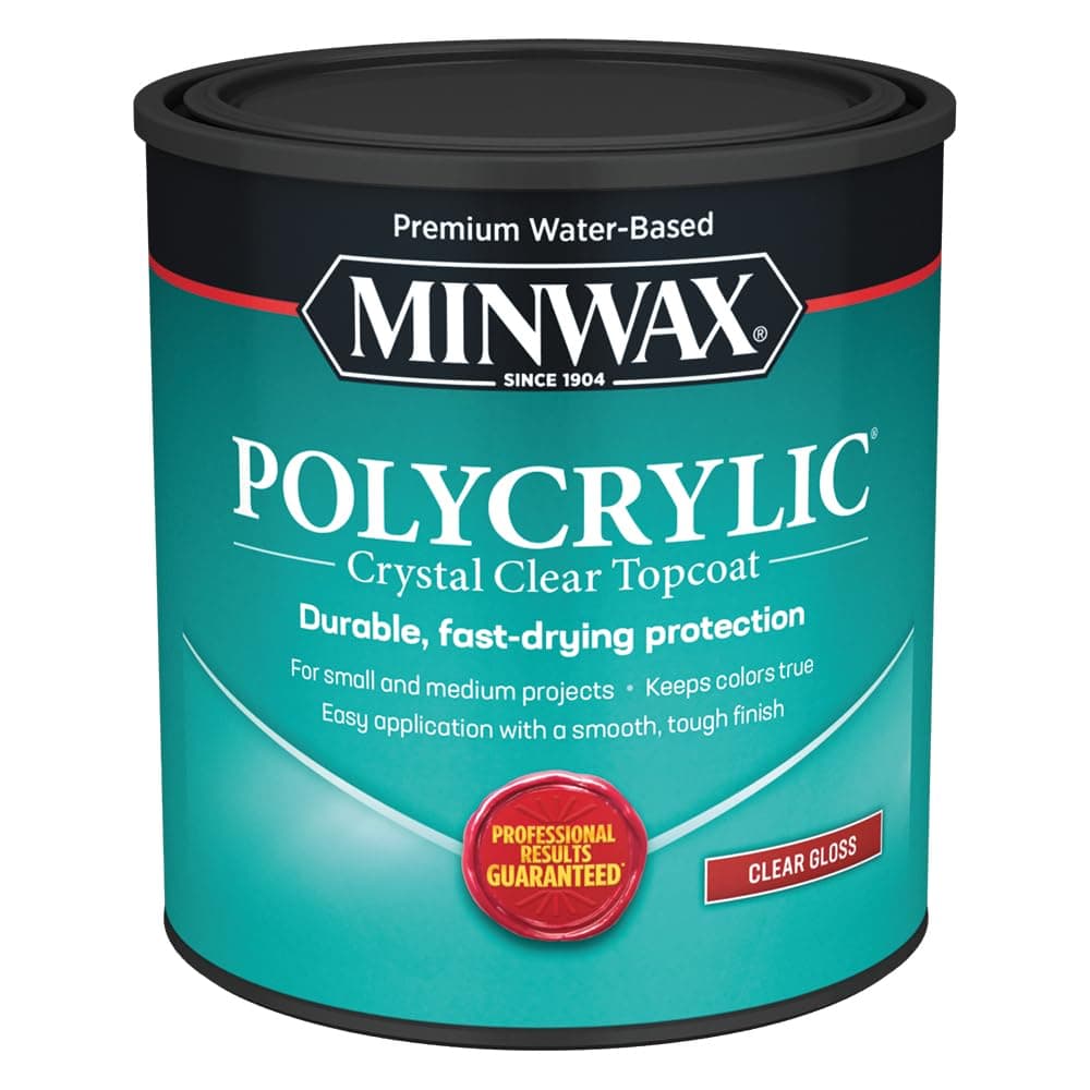 65555 Clear Polycrylic Water-Based Protective Finish Gloss, Quart, 1 Quarts (Pack of 1)