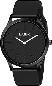 Matrix Minimalist Dial with Softest Silicone Strap Analog Wrist Watch for Men & Boys, Black, Free Size, Minimalist