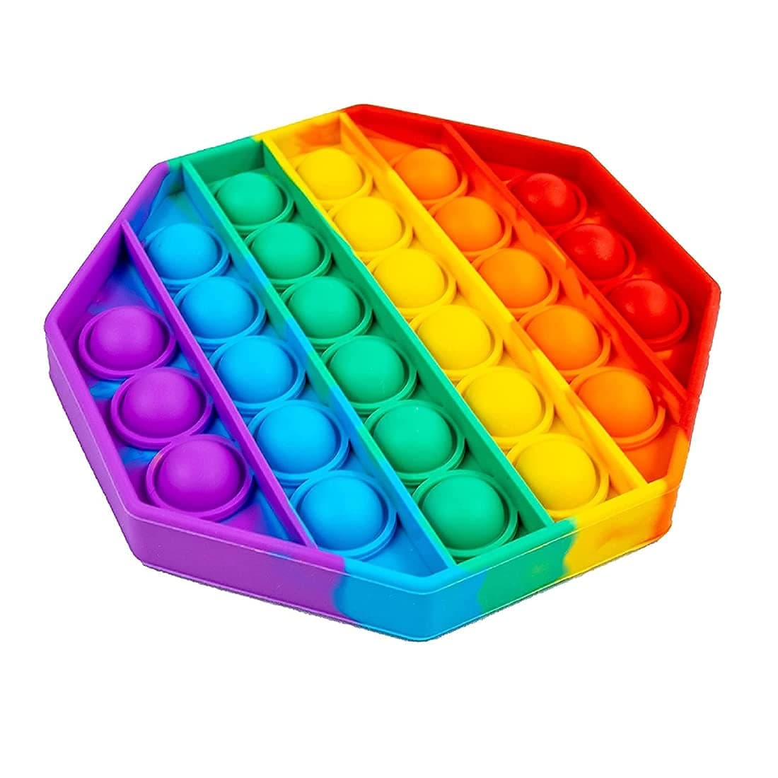 TAG3 ® Pop It Push Pop Bubble Fidget Silicone Stress Relief Toy - Hexagon (12x12 cms) (Multi Color)