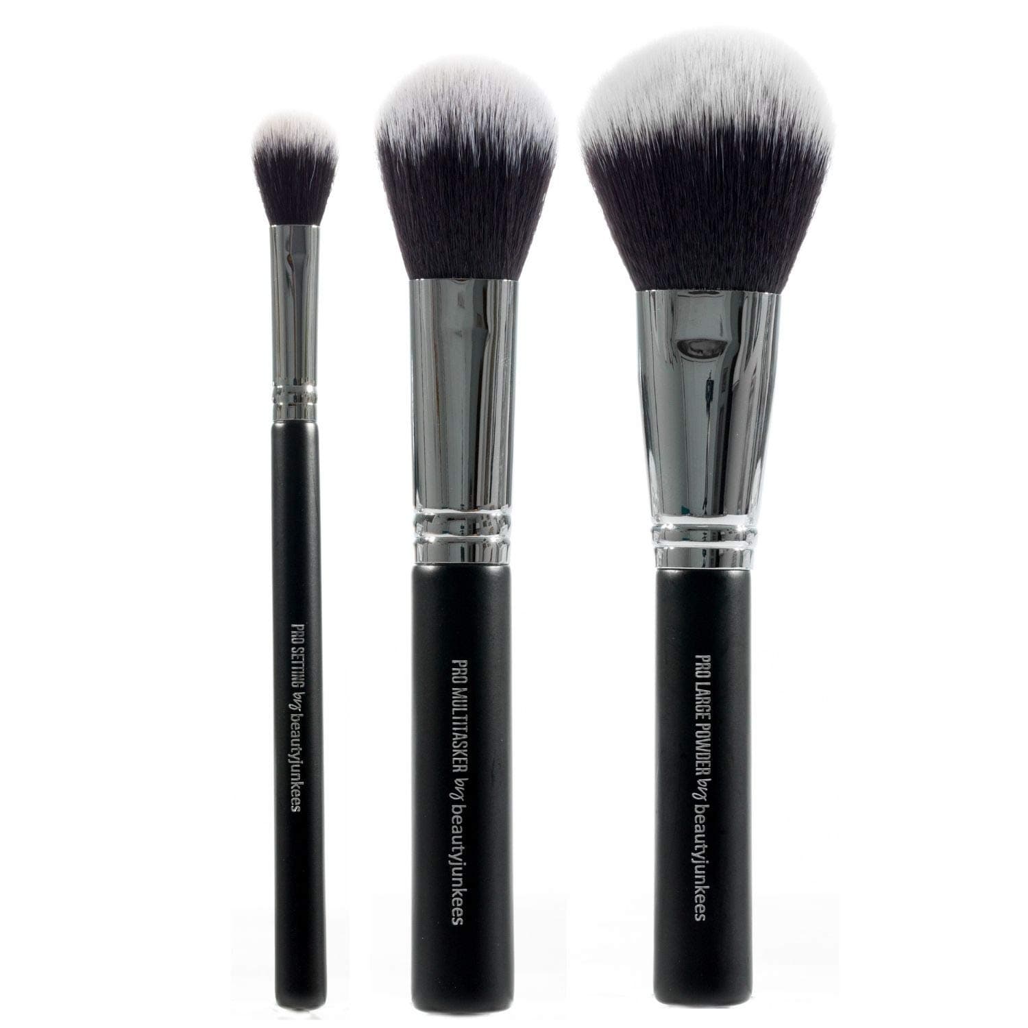 Powder Makeup Brush Set – 3pc Large Fluffy Face Make Up Brushes for Setting, Finishing, Buffing, Blending Loose, Pressed, Compact, Mineral Cosmetics; Synthetic, Vegan, Cruelty Free