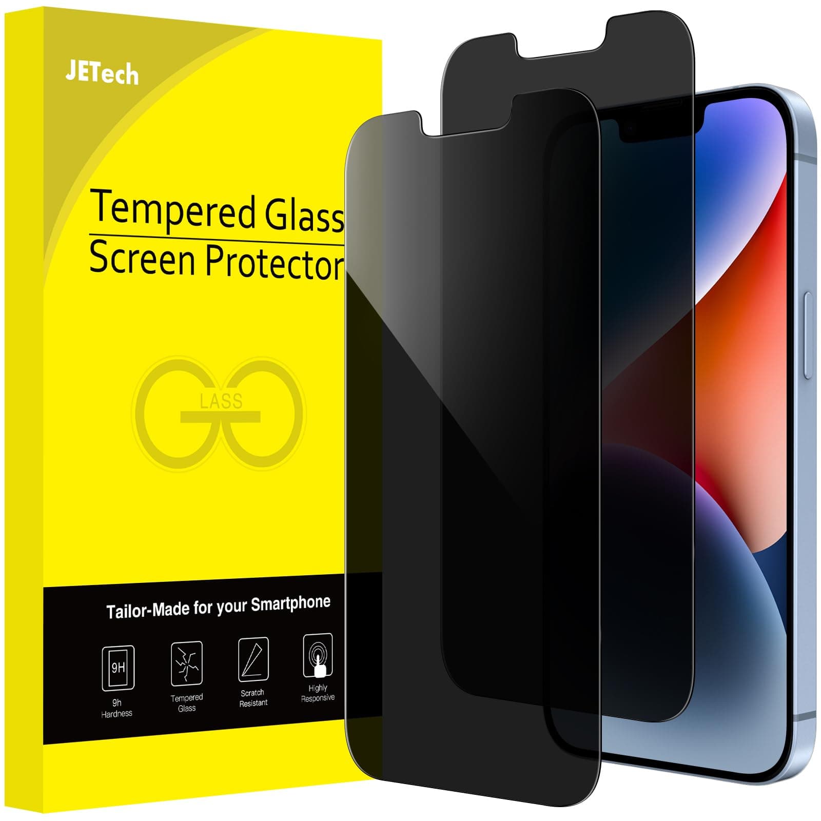 Privacy Screen Protector for iPhone 14 Plus 6.7-Inch, Anti Spy Tempered Glass Film, 2-Pack