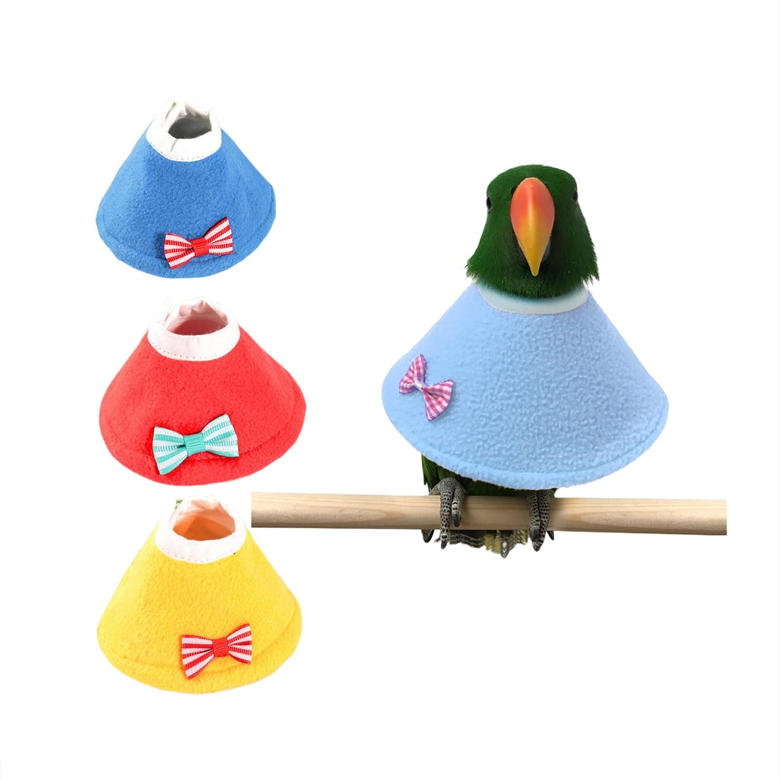 MANON ROSA Bird Collars for Feather Plucking - Soft Adjustable Neck Protector to Stop Biting, Breathable Cone for Small Breed Cockatiels Conures Lovebirds Eclectus Green Cheek Parakeets