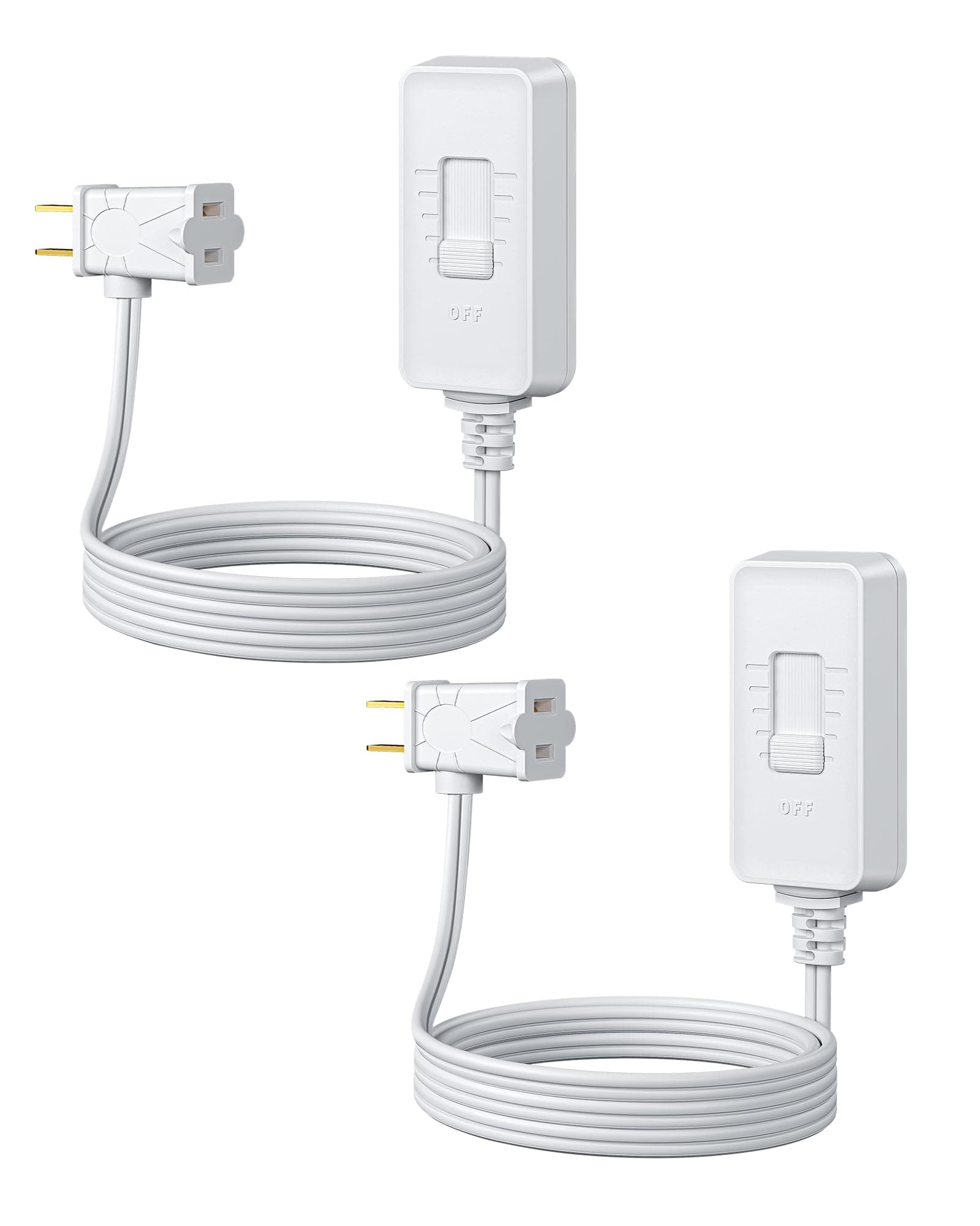 Plug in Dimmer Switch for Lamp, Table Lamp Dimmer for Dimmable LED/CFL Lights and Incandescent Bulbs, Full Range Slide Control, Extension Cord Dimmer, White, 2 Pack