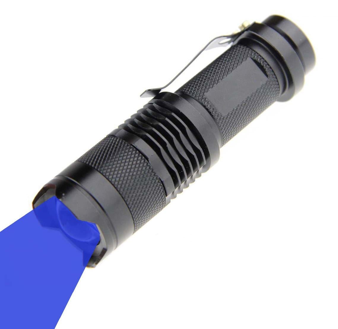 Scalable Blue LED Flashlight, 3 Modes, Long Range Blue Beam, Night Fishing & Outdoor Activities - Black